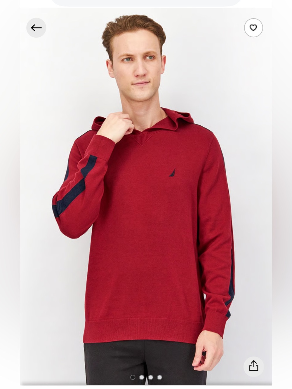 Nautical Hooded Pullover Lightweight Sweater /Navy Maroon Color Block/NWT   3XL